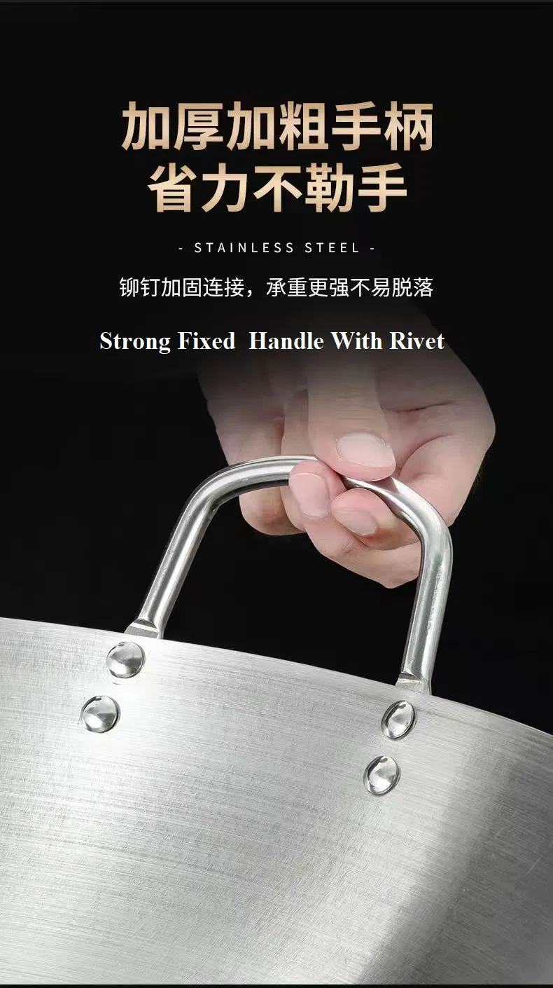 Stainless Steel Wok with Two Handle Chinese Fry Wok