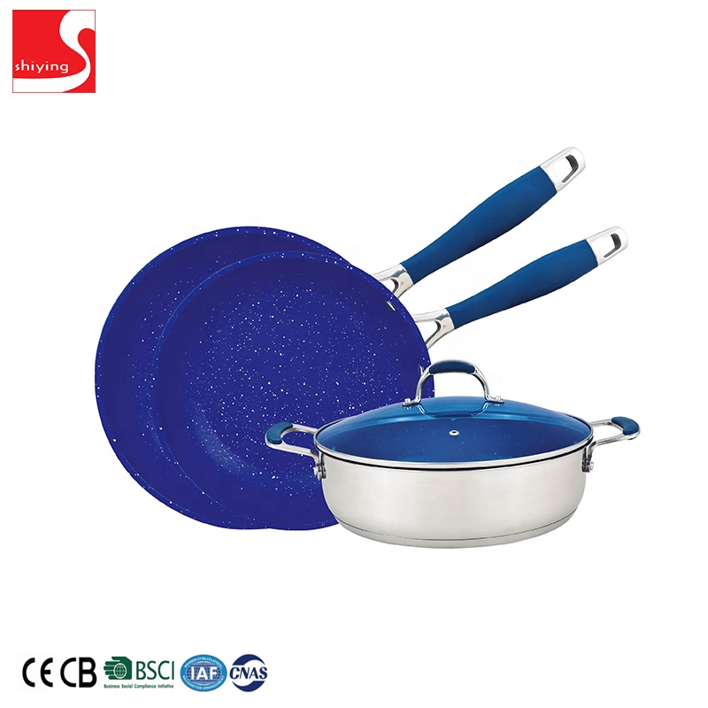 Factory Supply Kitchen Non Stick Coating Stainless Steel Frying Pan Set