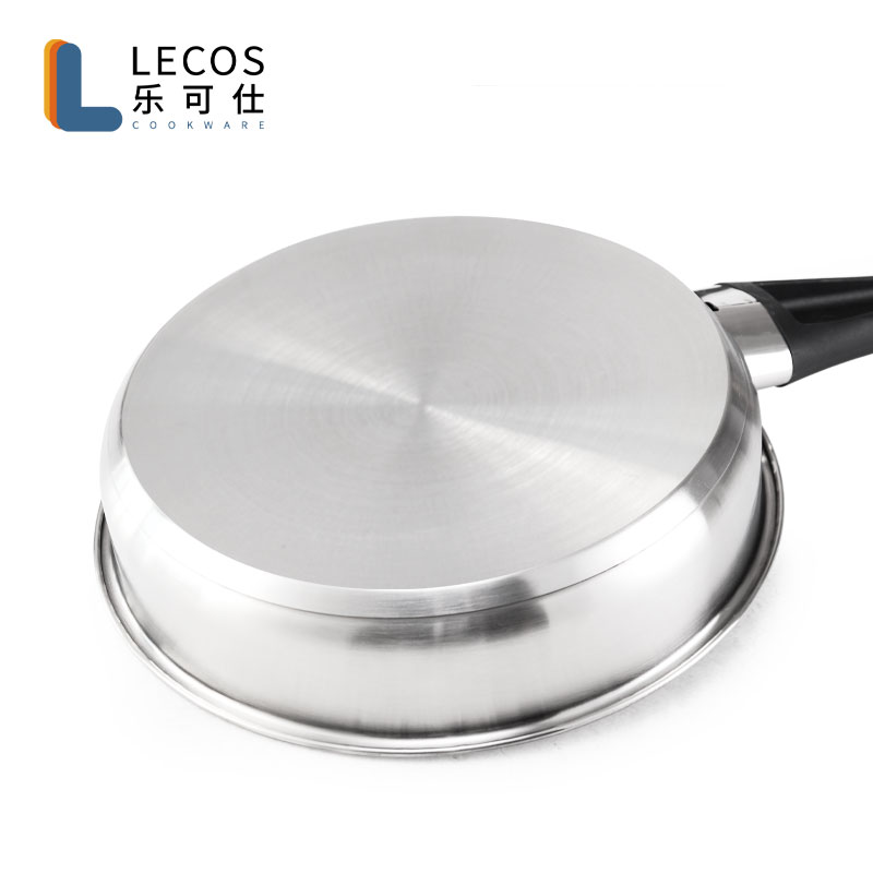 LECOS Factory Sale Compatible Cooktops Induction Fry Cooking Cooker Pot Stainless Steel Frypan with Glass Lids