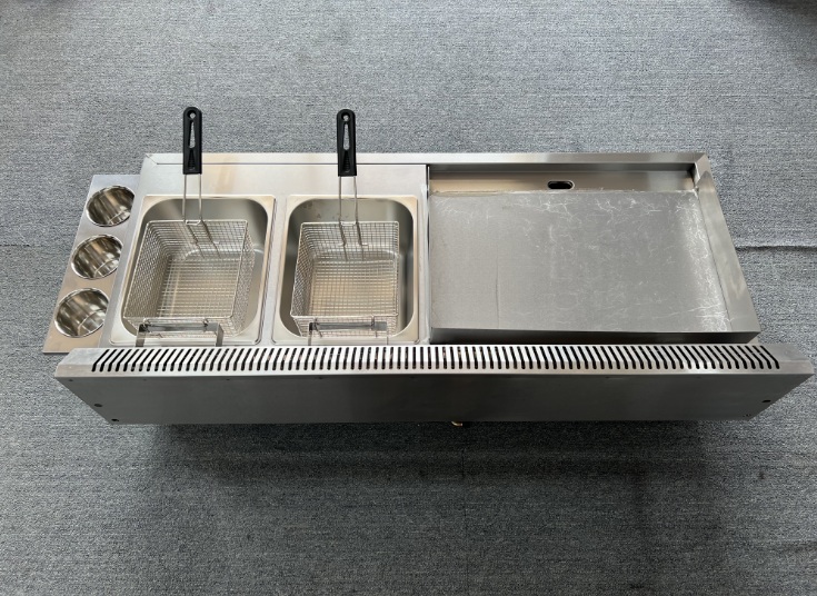 Professional Commercial Gas Griddle and Fryer Burger Griddle Countertop Stainless Steel Stoves Steak Griddles and Gas Fryer