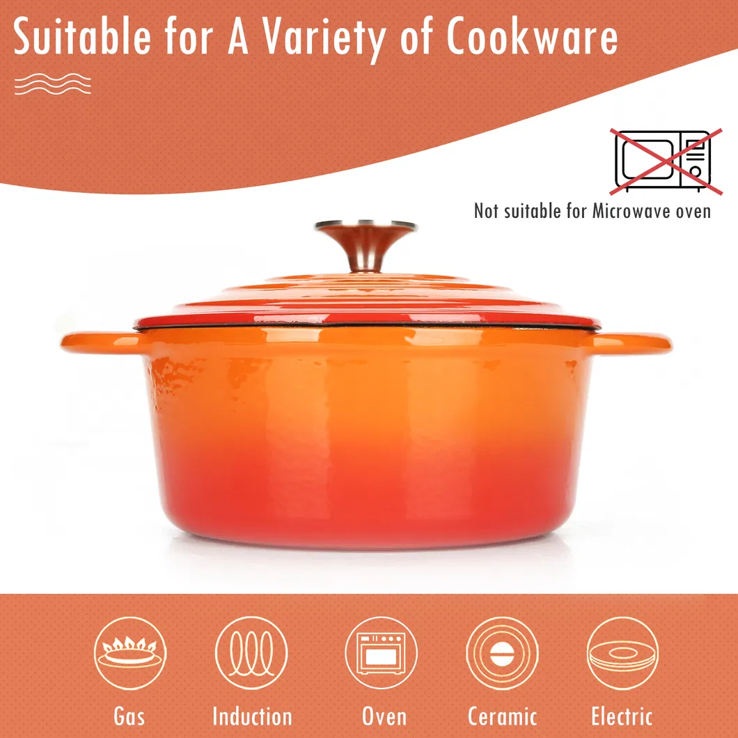 26cm 4.5L Enamel Cast Iron Casserole Stock Pot with Stainless Steel Knob