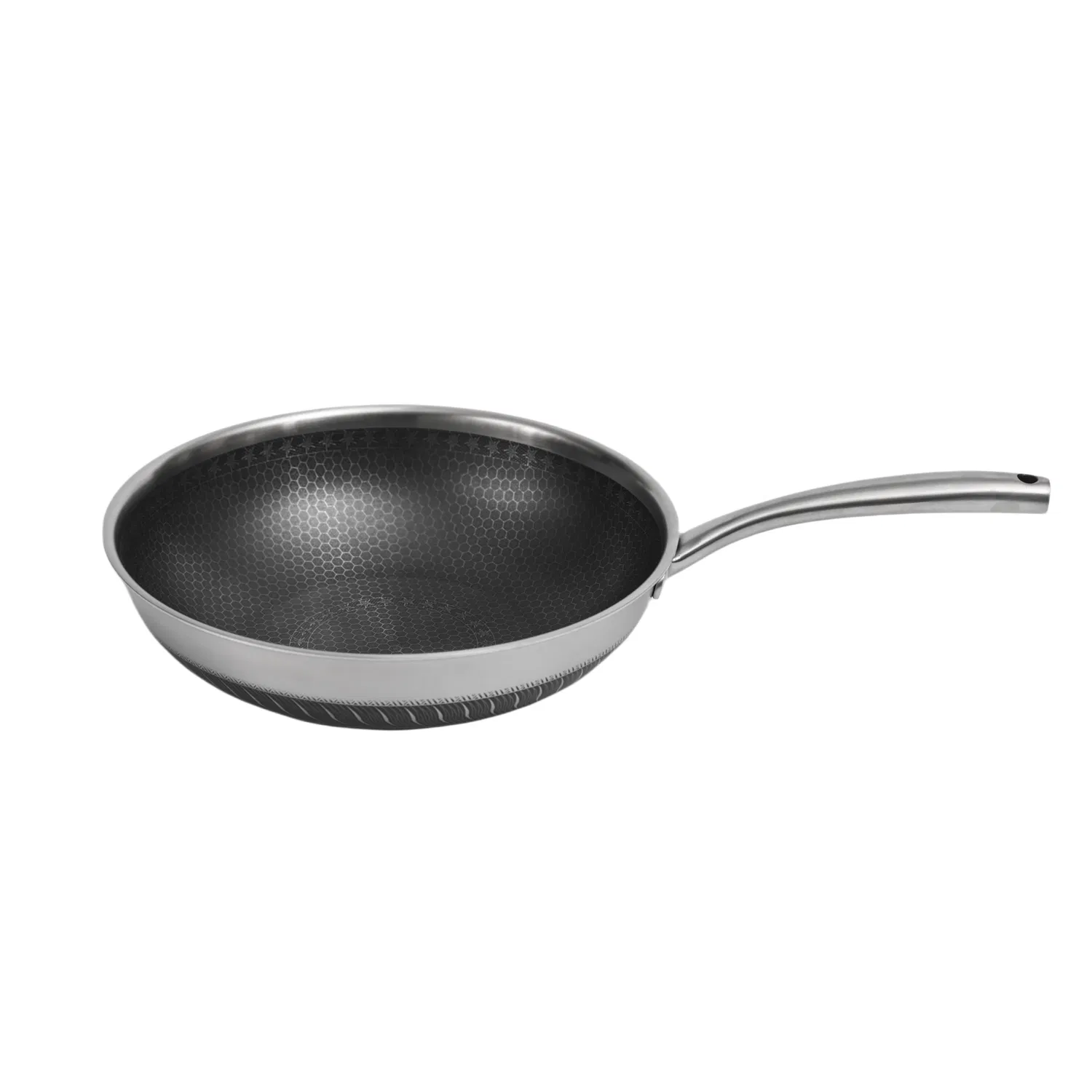 Factory Outlet Stainless Steel Cookware Non-Stick Double Layers Honey Comb Coating 30cm Wok
