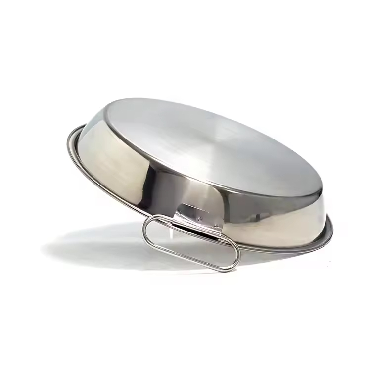 Outdoor Kitchen Restaurant Round Dish Cooking Fry Pan Spanish Seafood Grill Stainless Steel Paella Pan