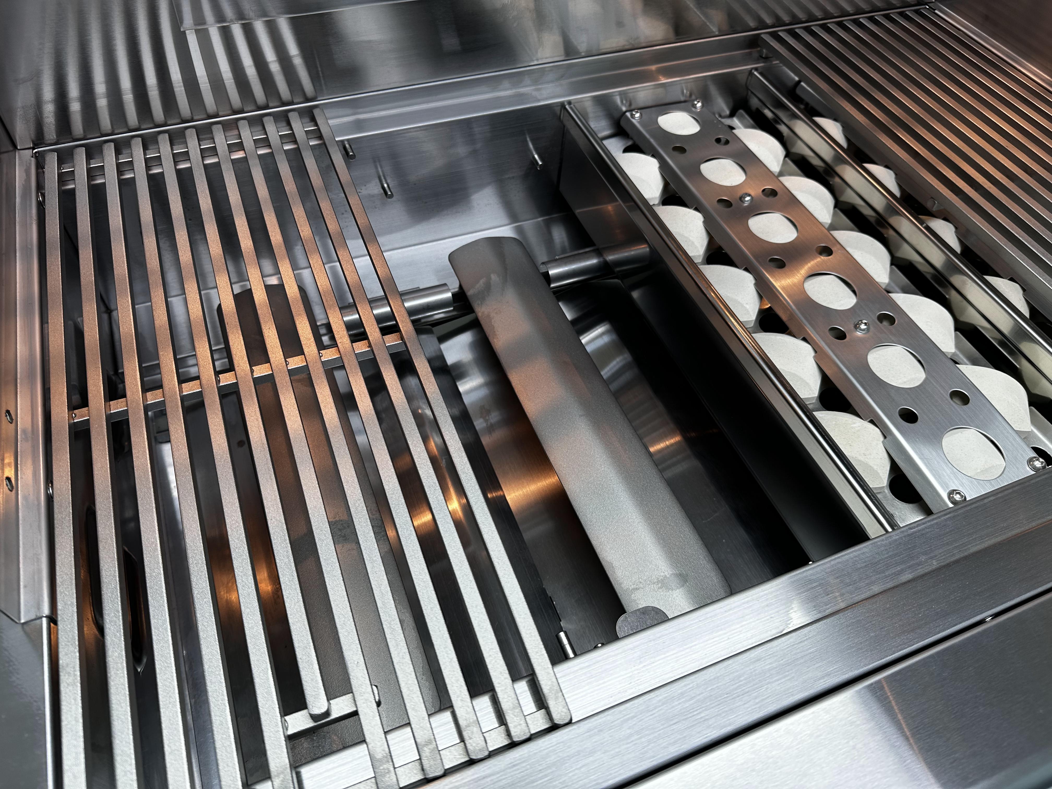 Commercial 5-Burner Gas Stove Heavy-Duty Outdoor Built-In BBQ Kitchen Black Stainless Steel For Garden Spit Roaster 5 People