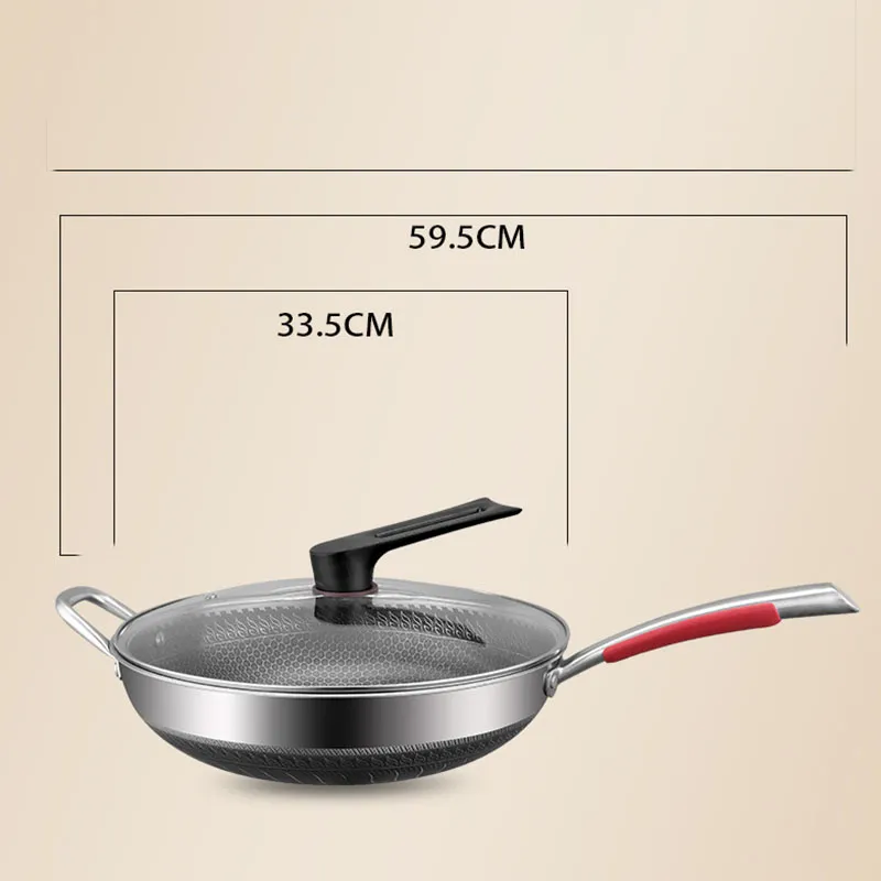 Double Sided Honeycomb Frying Pan Non Stick Stainless Steel Cookware Wok