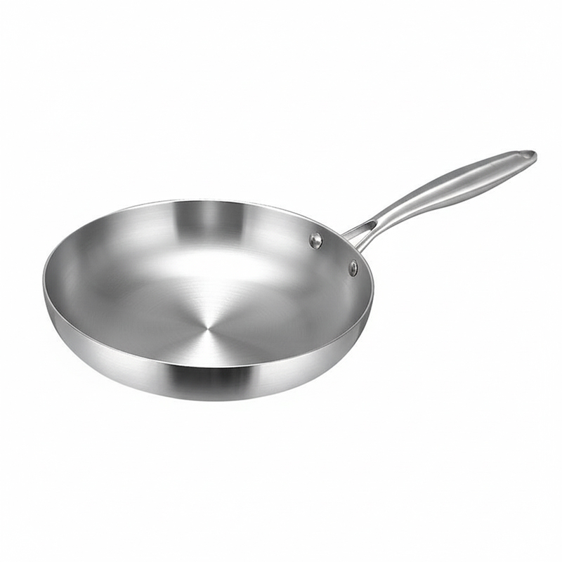 OEM/ODM 304 Stainless Steel Skillet Pan Non-Stick Flat Bottom Frying Pan Impact-bonded For Home Hotel Restaurant Use