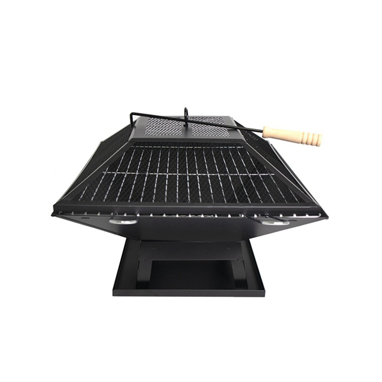 Garden DIY Fire Pit Table Brazier with BBQ Grill Portable Foldable Stainless Steel Charcoal Logs BBQ Grill