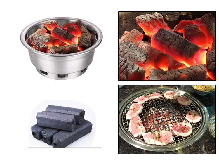 Stainless Steel Fire Pit BBQ Charcoal Grill Pot Box Basin Brazier for Korean BBQ Durable Metal Material