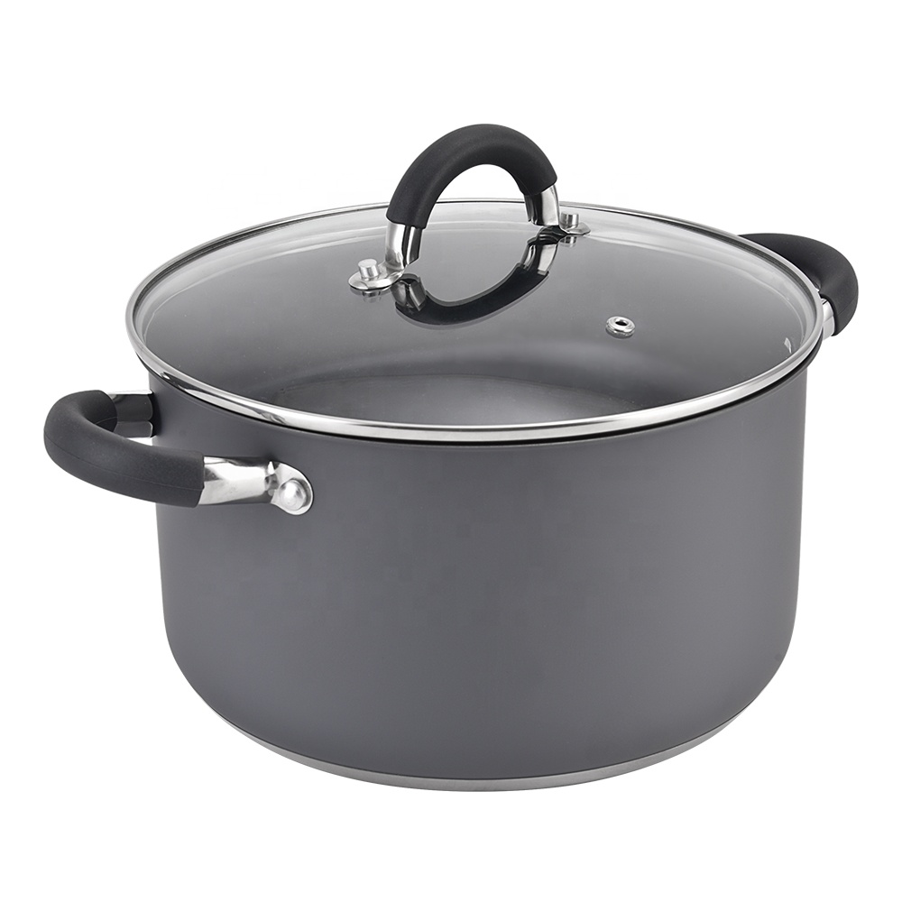 Grey Color Dutch Oven Stainless Steel Non Stick Pots Casserole Set with Silicone Handles