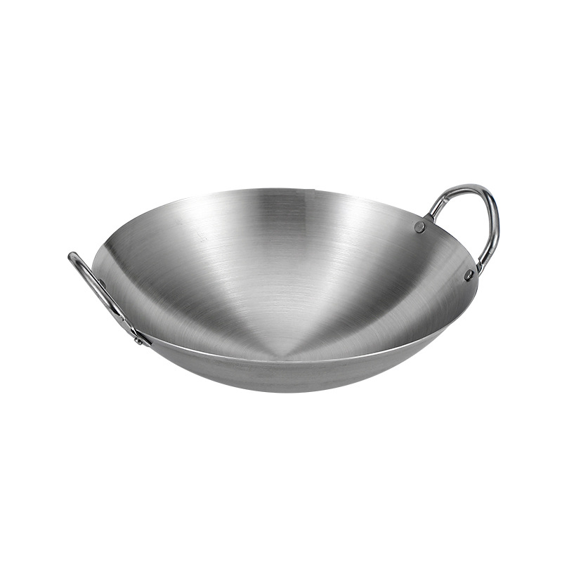 Stainless Steel Wok with Two Handle Chinese Fry Wok