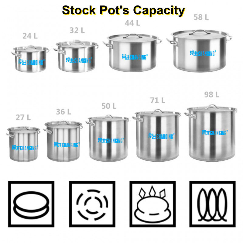 Changing Catering Saucepan Cooking Pans Stainless Steel Stock Pots