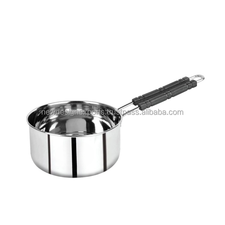 Modern 304 Stainless Steel Metal Sauce Milk Pan Induction Base Bakelite Handle 16cm LFGB Certified Saute Pans Gas &amp; Induction