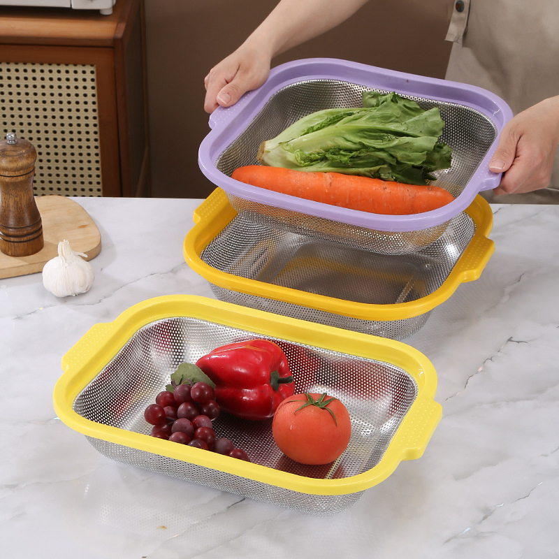 Multi-Sized and Multi-Color Stainless Steel Square Colander