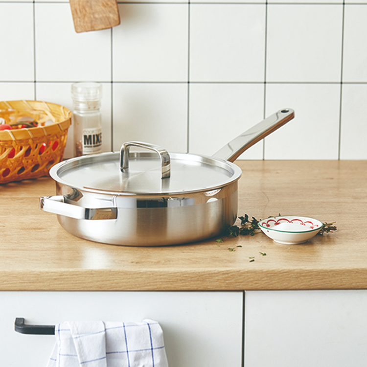 Multipurpose Nonstick Pan Deep Frypan Cookwar Triply Clad Bottom Stainless Steel Deep Frying Pans Saute Pan with Cover