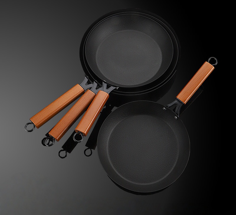 Tri-Ply 304 Stainless Steel Non-Stick Frying Pan - Flat Bottom Skillet, Wooden Handle, Induction Ready &amp; All Stoves Compatible