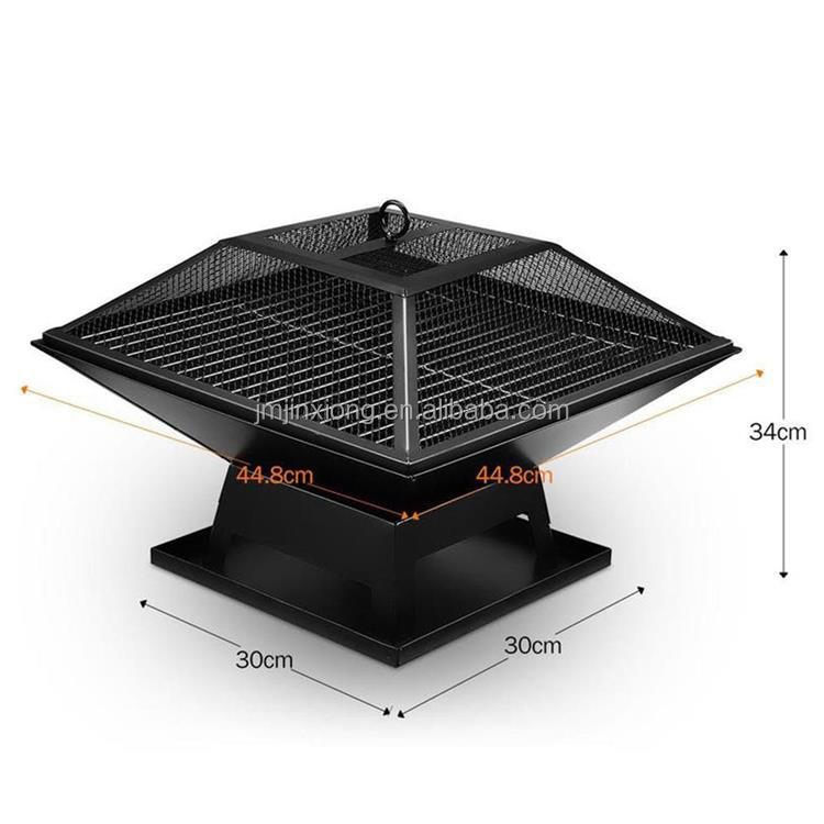 Garden DIY Fire Pit Table Brazier with BBQ Grill Portable Foldable Stainless Steel Charcoal Logs BBQ Grill