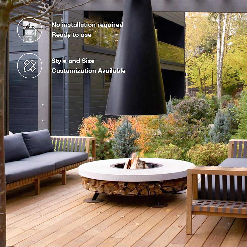 MEISU.CH BBQ Cooking Villa Multi-Functional Brazier Outdoor Garden Wood Burning/Natural Gas/Alcohol Furnace Core 1000mm Firepit