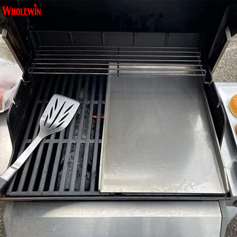 Heavy Duty Stainless Steel BBQ Griddle Plate Teppanyaki Grill Pan for Outdoor Barbecue Cooking and Camping