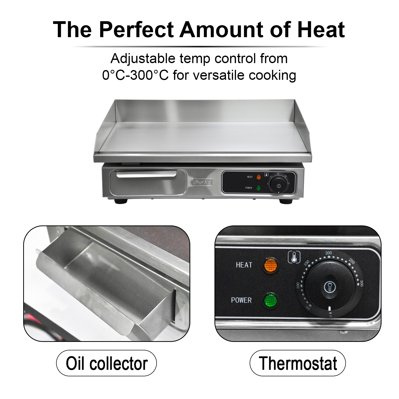Commercial Electric Stainless Steel Griddle Full Flat Surface Non-stick Grill Temp Control Restaurant Hotel Kitchen OEM 3000W