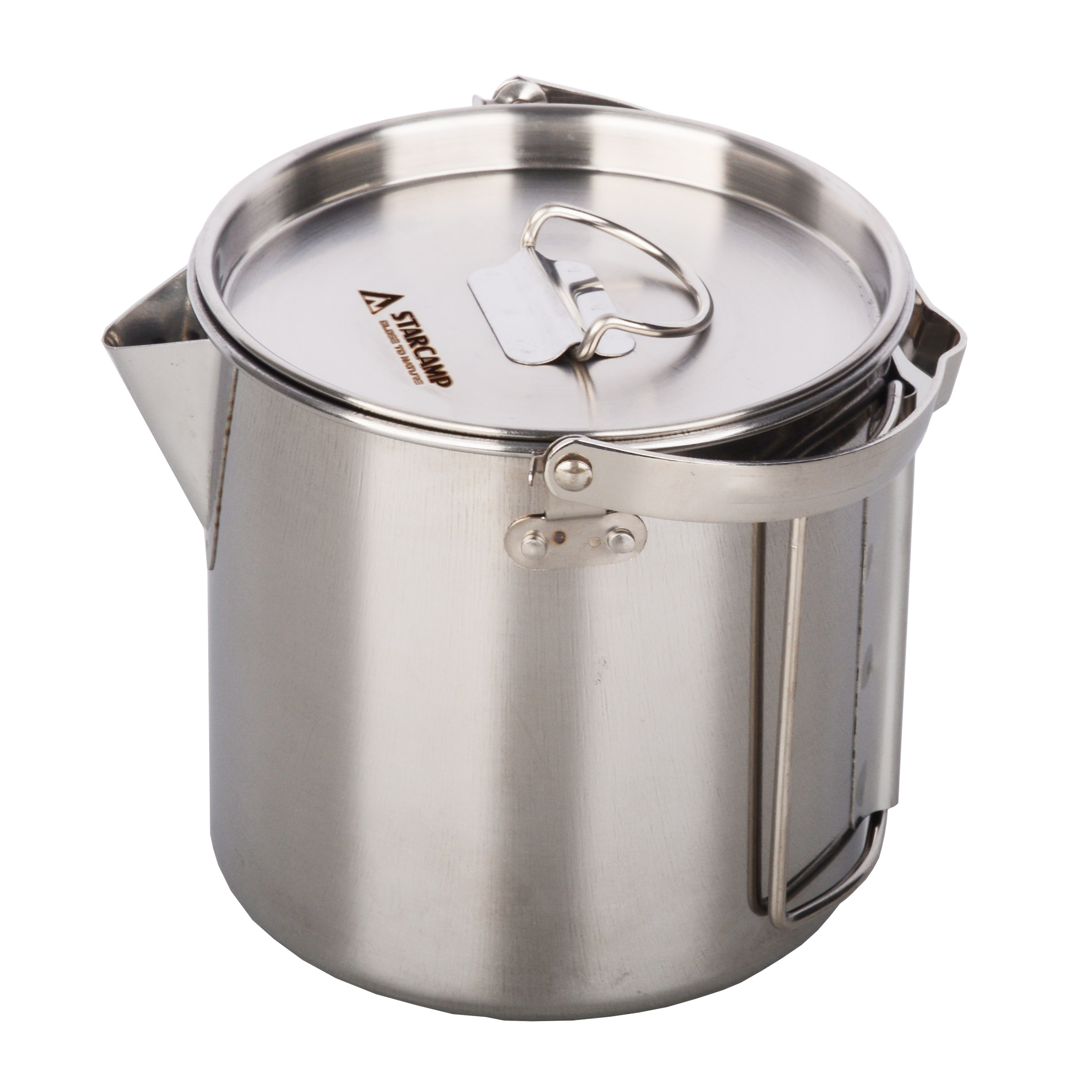 STARCAMP 1.2L Stainless Steel Cookware Outdoor Camping Coffee Pot with Induction Stove Compatibility Travel-Friendly Frying Pans