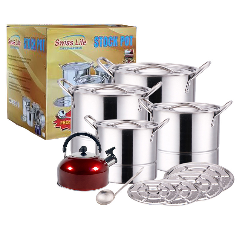 High Quality Stainless Steel Stock Pot Saucepan Cookware Crab Boil Nonstick Stock Pot with Steamer Basket Insert