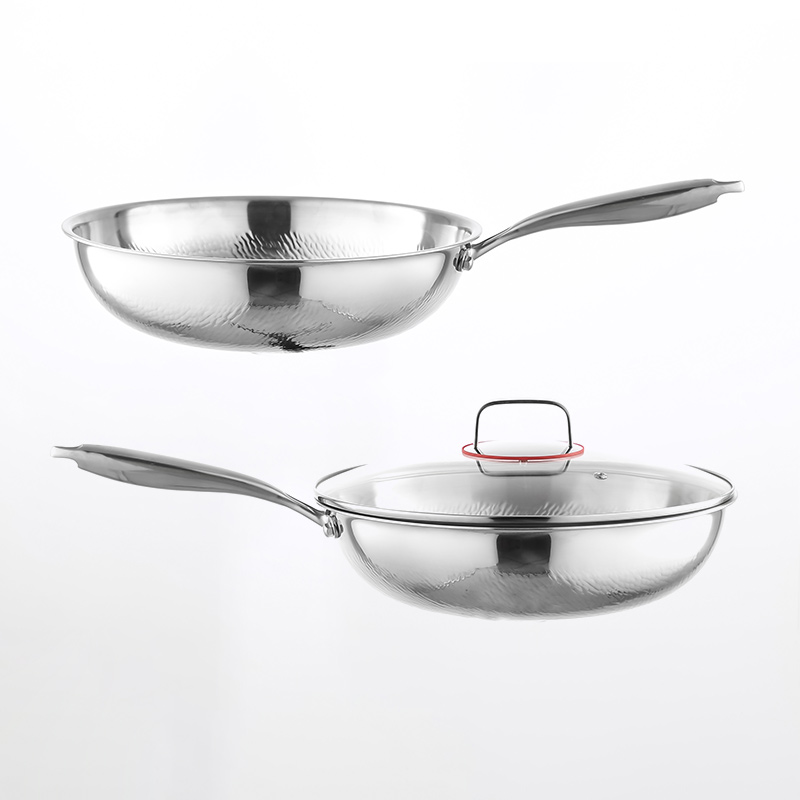 304 Stainless Steel Frying Pan Non-Coated Skillet for Home Use for Steak Eggs Pancakes Stir-Frying