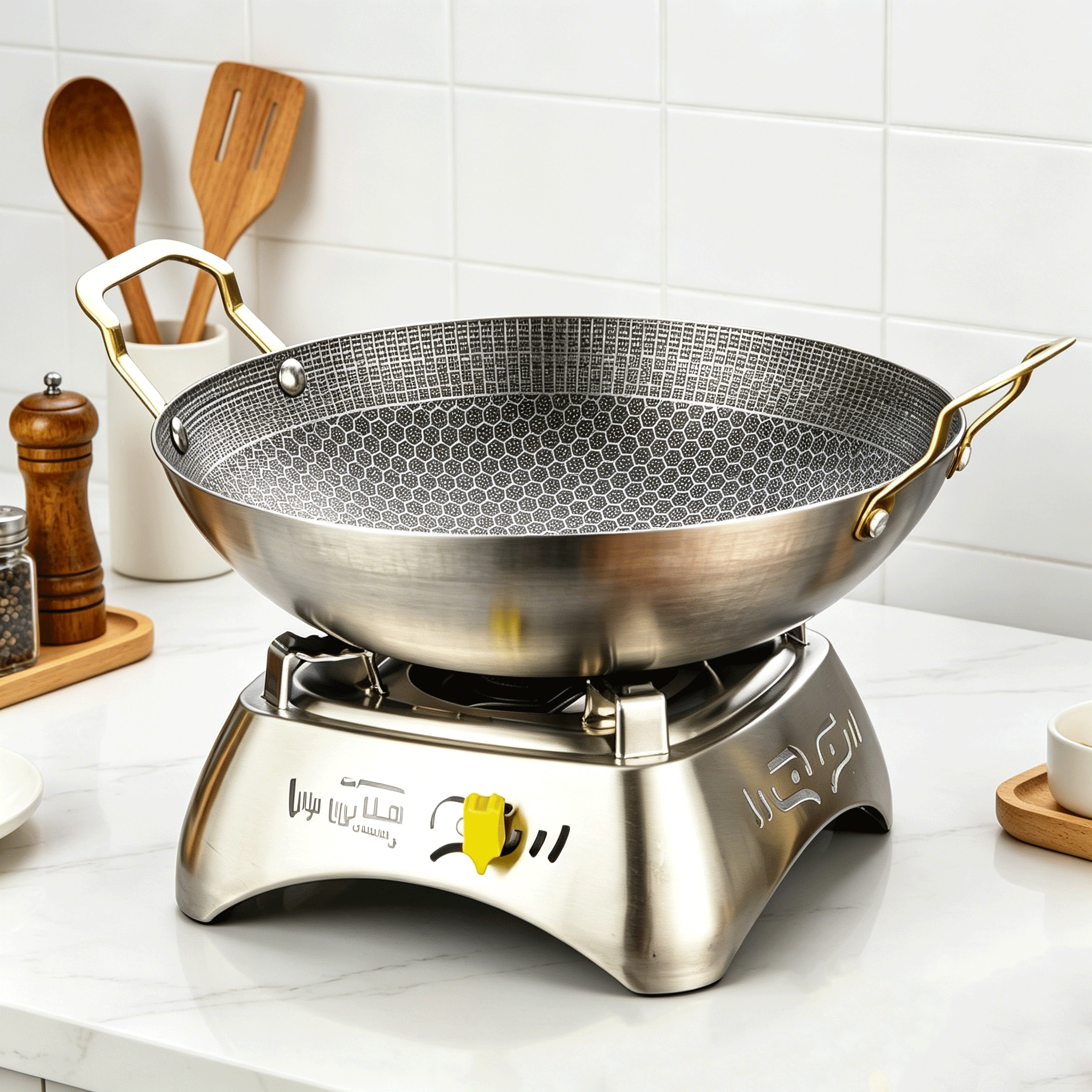 FLEY Commercial Thick Billet Honeycomb Fry Pan Stainless Steel Non Stick Korean Style Pan Multi Use Seafood Beef Fried Chicken