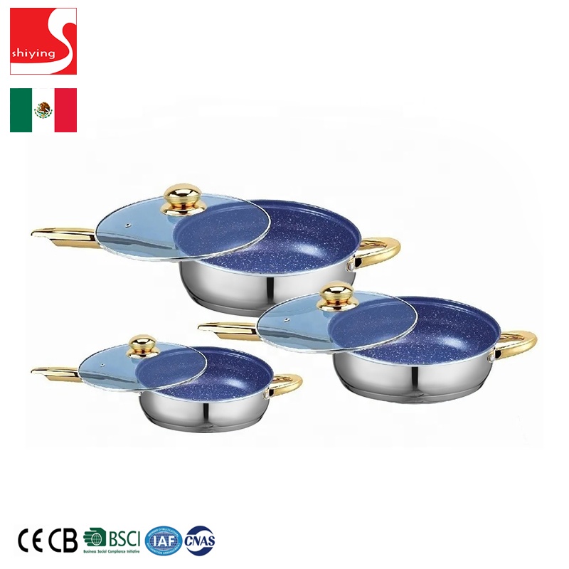 Factory Supply Kitchen Non Stick Coating Stainless Steel Frying Pan Set