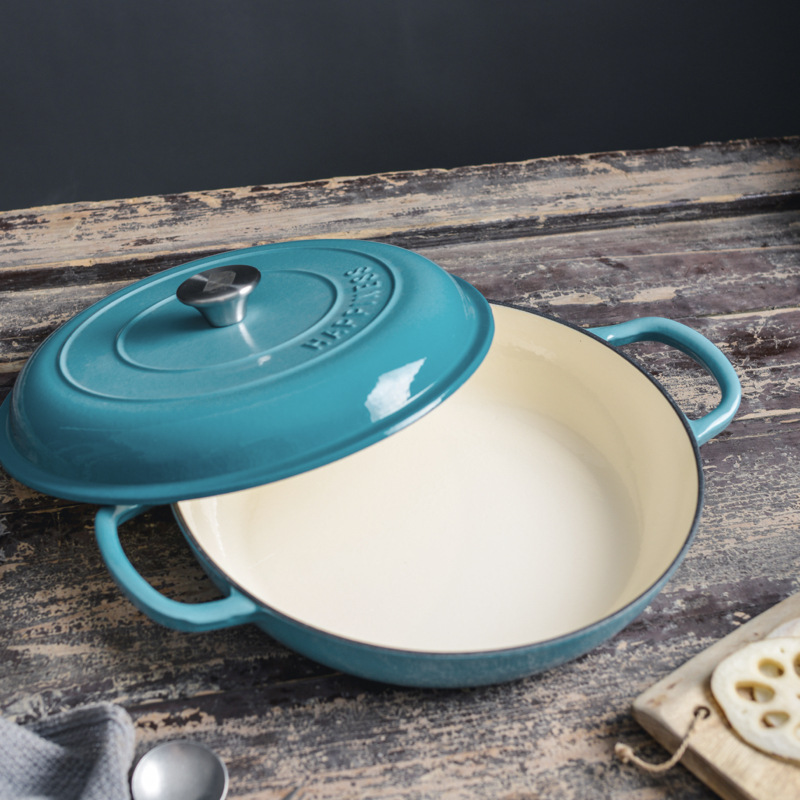 Nonstick Enameled Cast Iron Food Warmer Dutch Oven for Kitchen Cooking