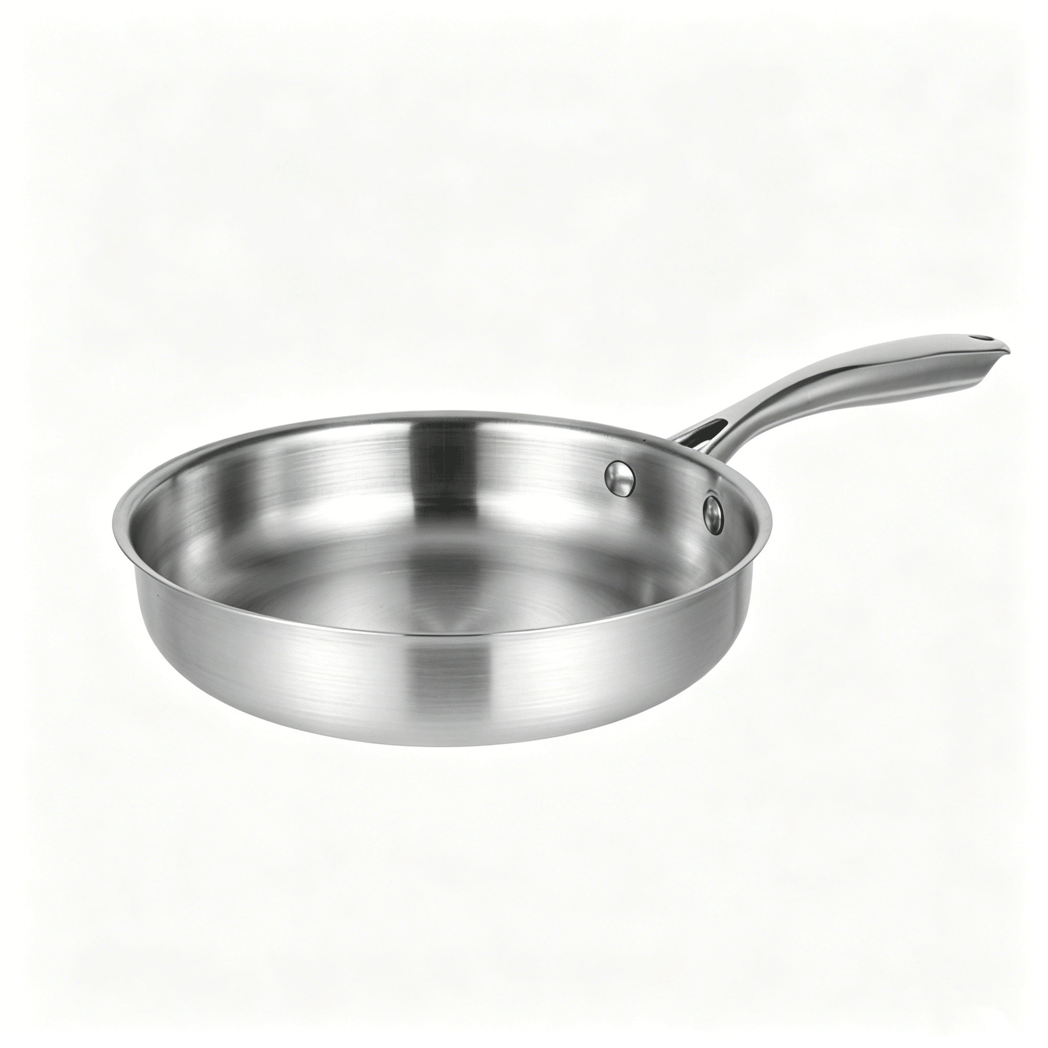 FLEY Uncoated Stainless Steel Frying Pan Multi Stove Compatible Induction Cookware Heat Resistant Skillet For Daily Cooking Use