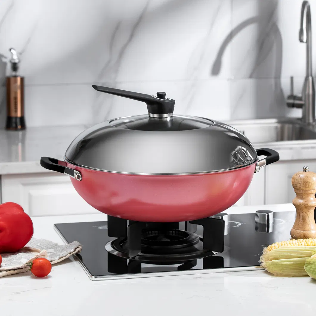 Hot Sales Cookware Stainless Steel Non-Stick Eterna Coating Ceramic Outer Layer 34cm Wok