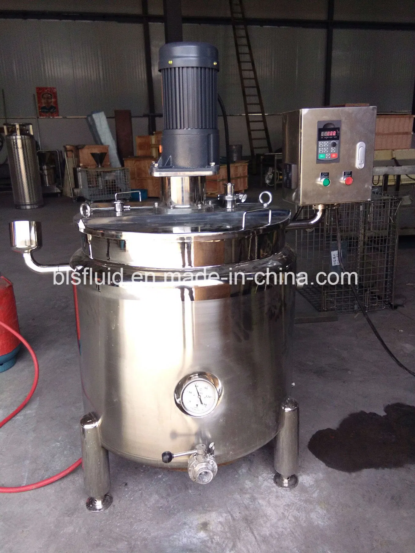 Industrial Stainless Steel 200L LPG Double Mixing Tank Jacket Mixer Milk Boiler