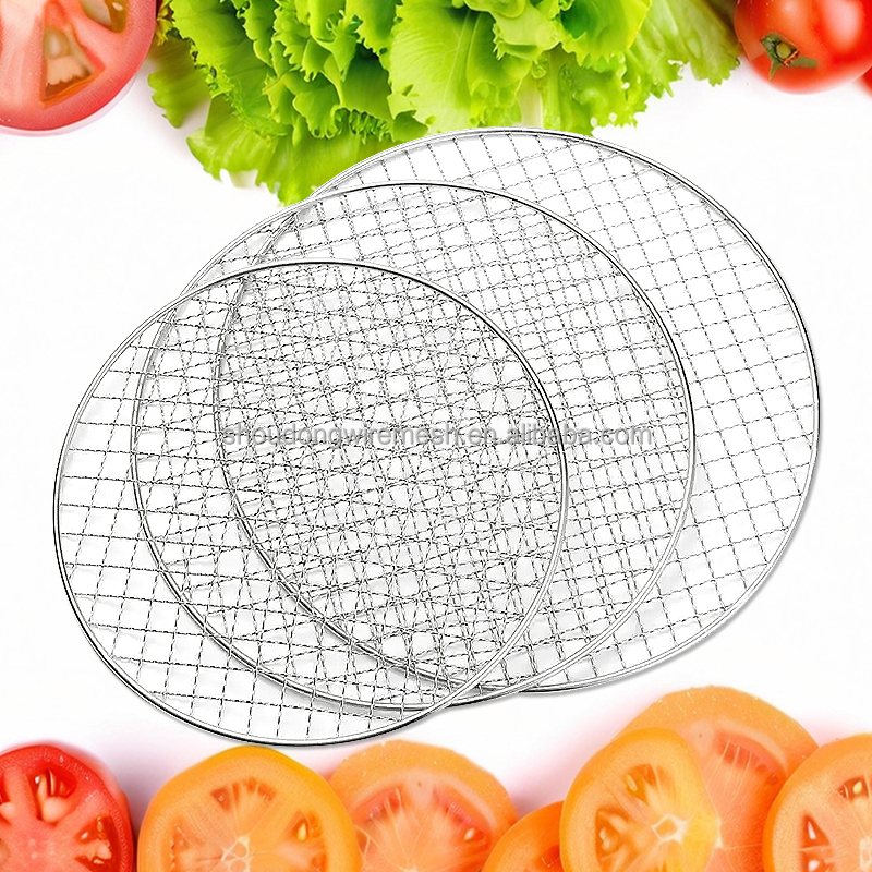 OEM Stainless Steel BBQ Net Thickened Circular Barbecue Mesh Picnic Camping Outdoor Barbecue Plate