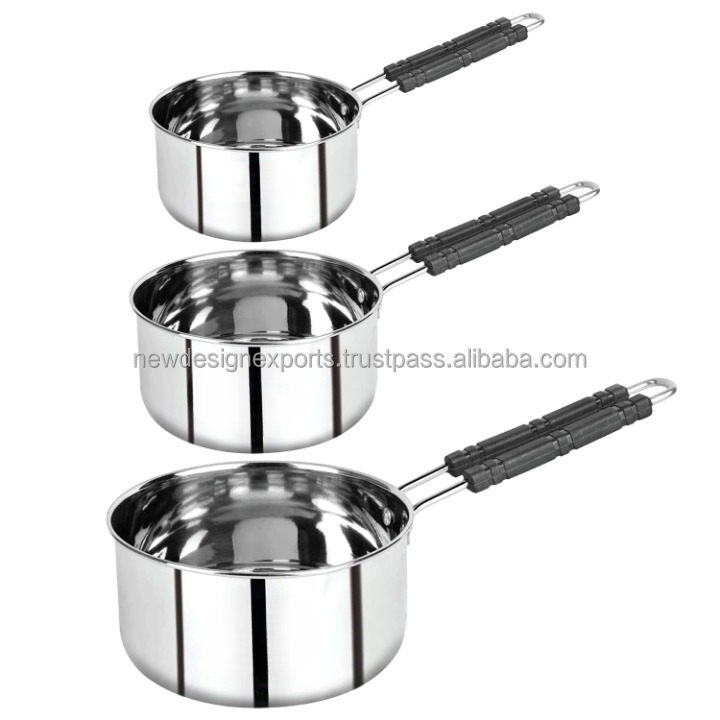 Modern 304 Stainless Steel Metal Sauce Milk Pan Induction Base Bakelite Handle 16cm LFGB Certified Saute Pans Gas &amp; Induction