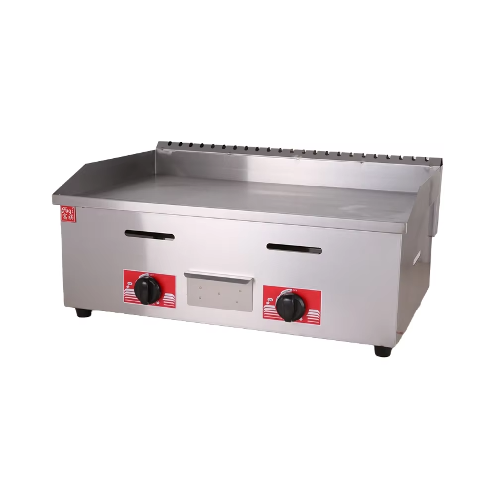 Best Selling Stainless Steel Flat Top LPG Gas Beef Griddle Machine Non-Stick Hamburger Griddle for Restaurant and Hotel Use