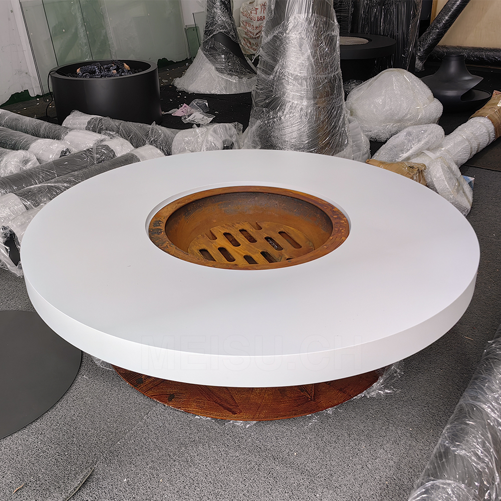 MEISU.CH BBQ Cooking Villa Multi-Functional Brazier Outdoor Garden Wood Burning/Natural Gas/Alcohol Furnace Core 1000mm Firepit