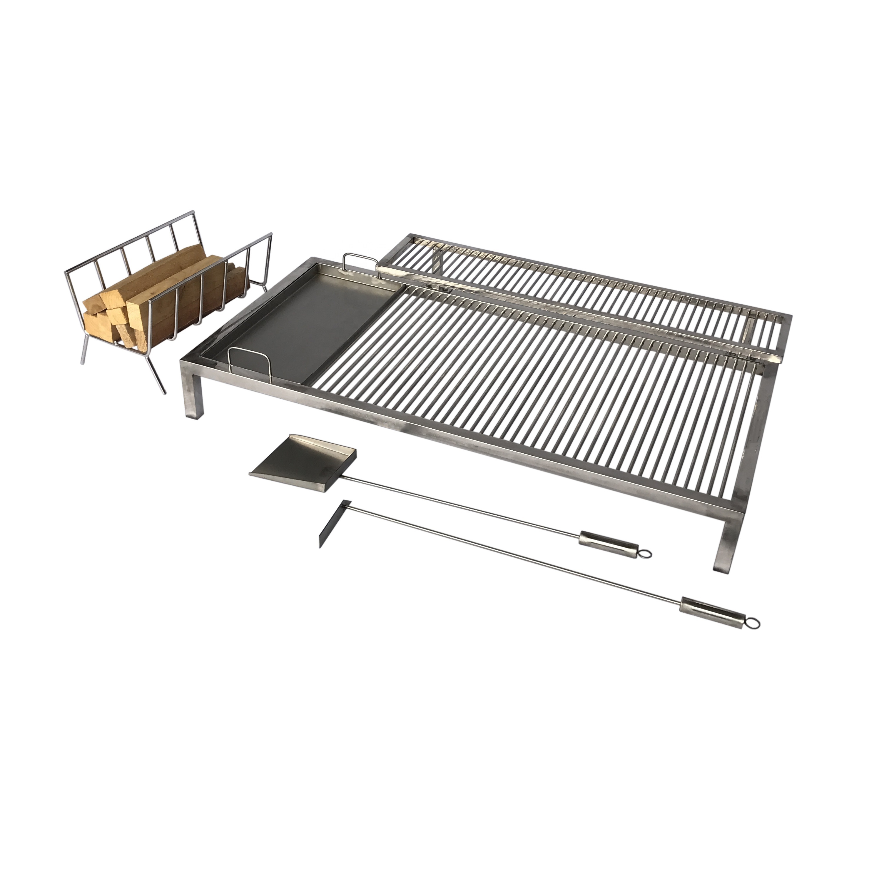 High Temperature Resistant Stainless Charcoal Bbq Grill with Brasero,Fireshovel and Coal Pusher