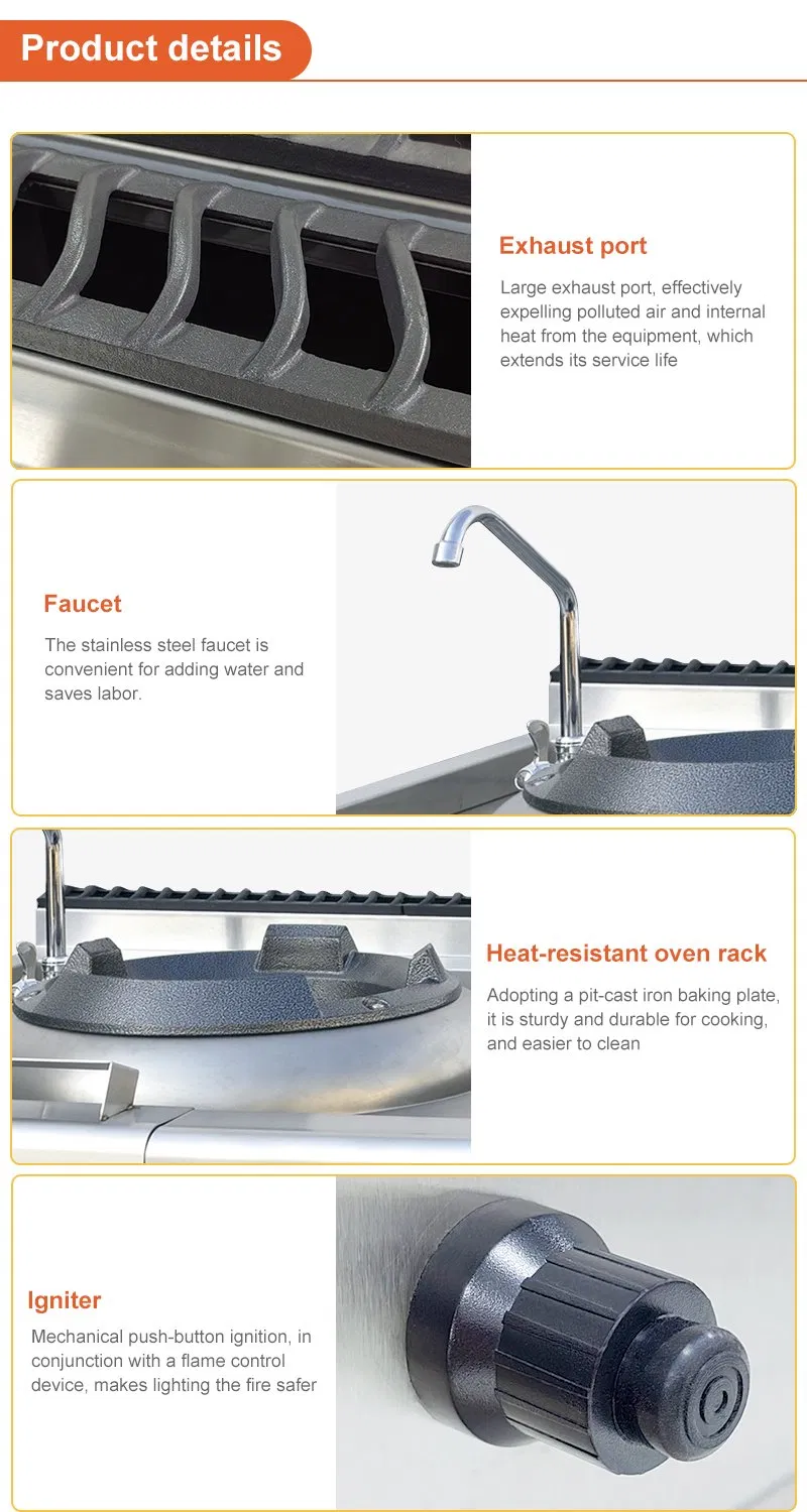 Commercial Kitchen Western Gas Wok Stainless Steel Body with Precise Temperature Control Kitchen Equipment