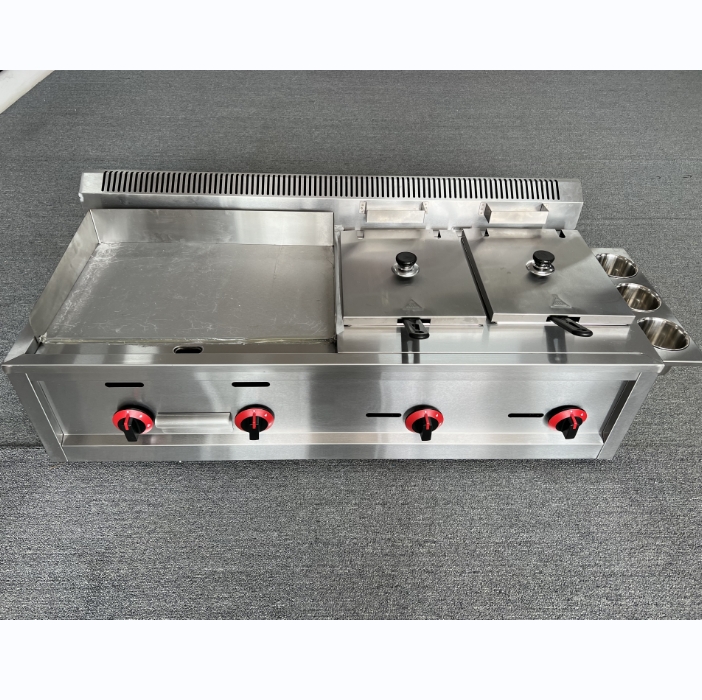 Professional Commercial Gas Griddle and Fryer Burger Griddle Countertop Stainless Steel Stoves Steak Griddles and Gas Fryer