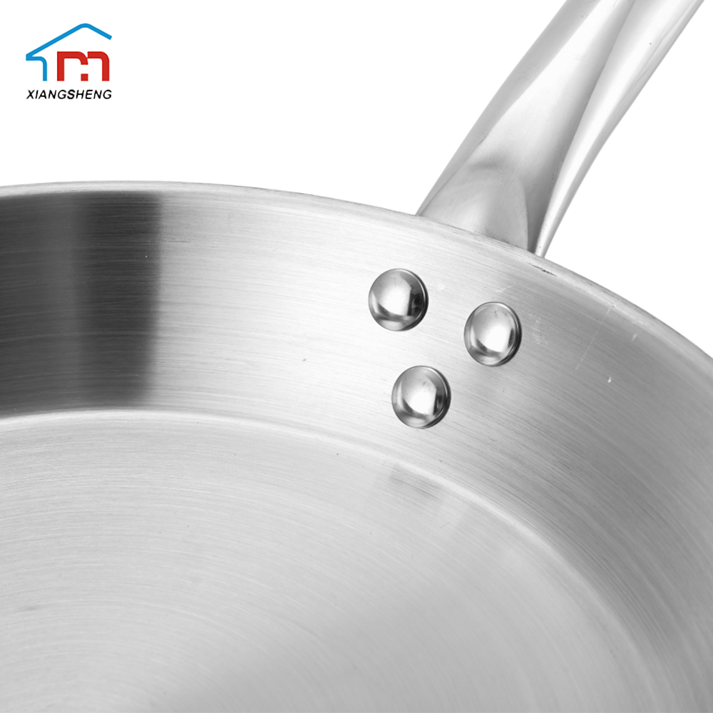 Restaurant Stainless Steel Wok Pan Non-Stick Frying Pan &amp; Skillet With SS Handle Cooking Pot