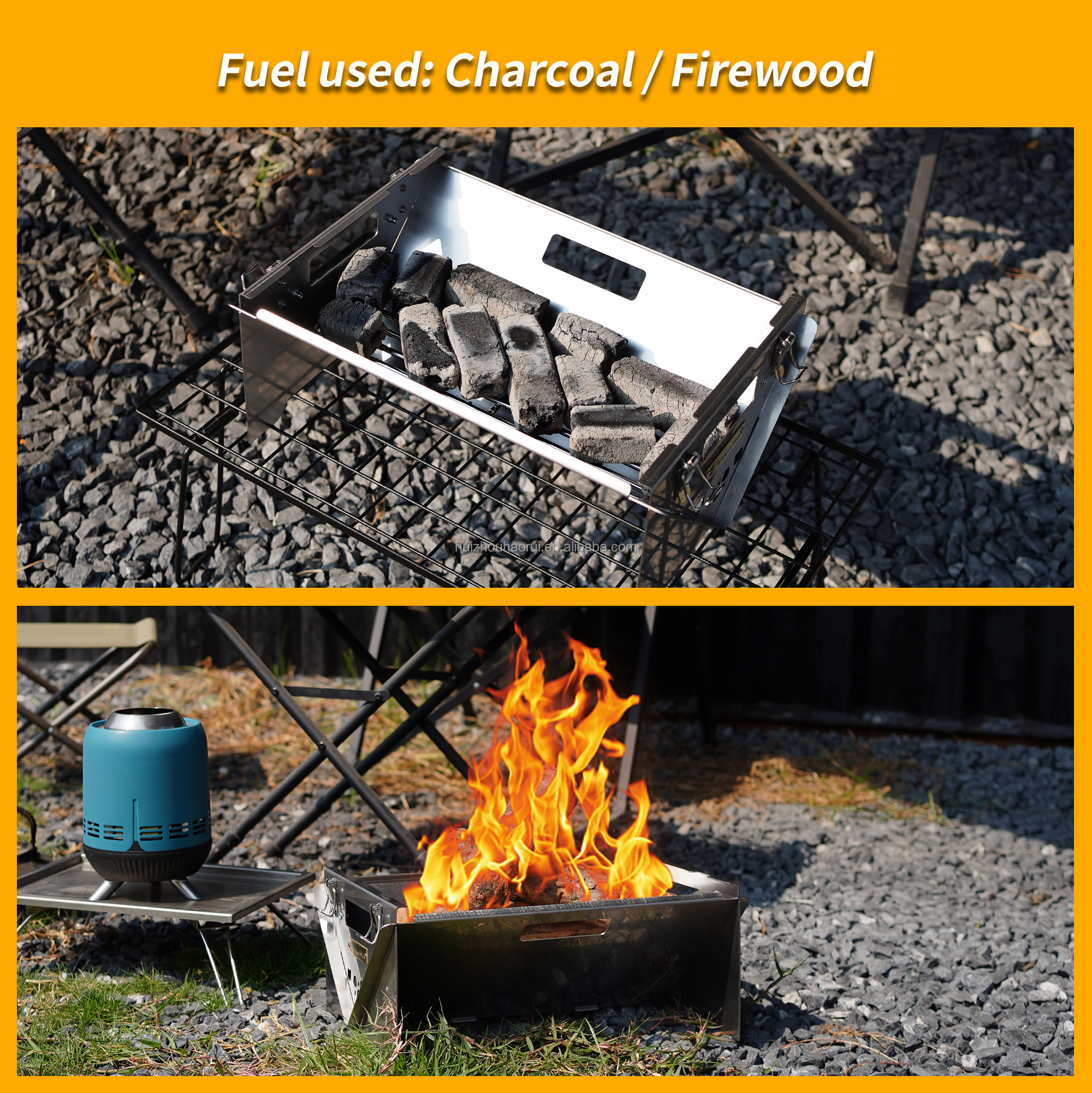 360&deg; Rotating Outdoor Garden Metal Folding BBQ Grill Stainless Steel Flipping Barbecue For Camping Picnics Beach Parties Home