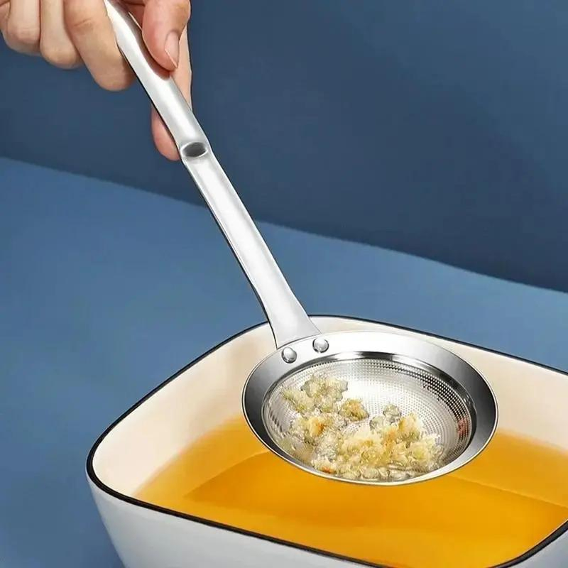 Stainless Steel Fat Skimmer Spoon Fine Mesh Long Handle Oil Colander