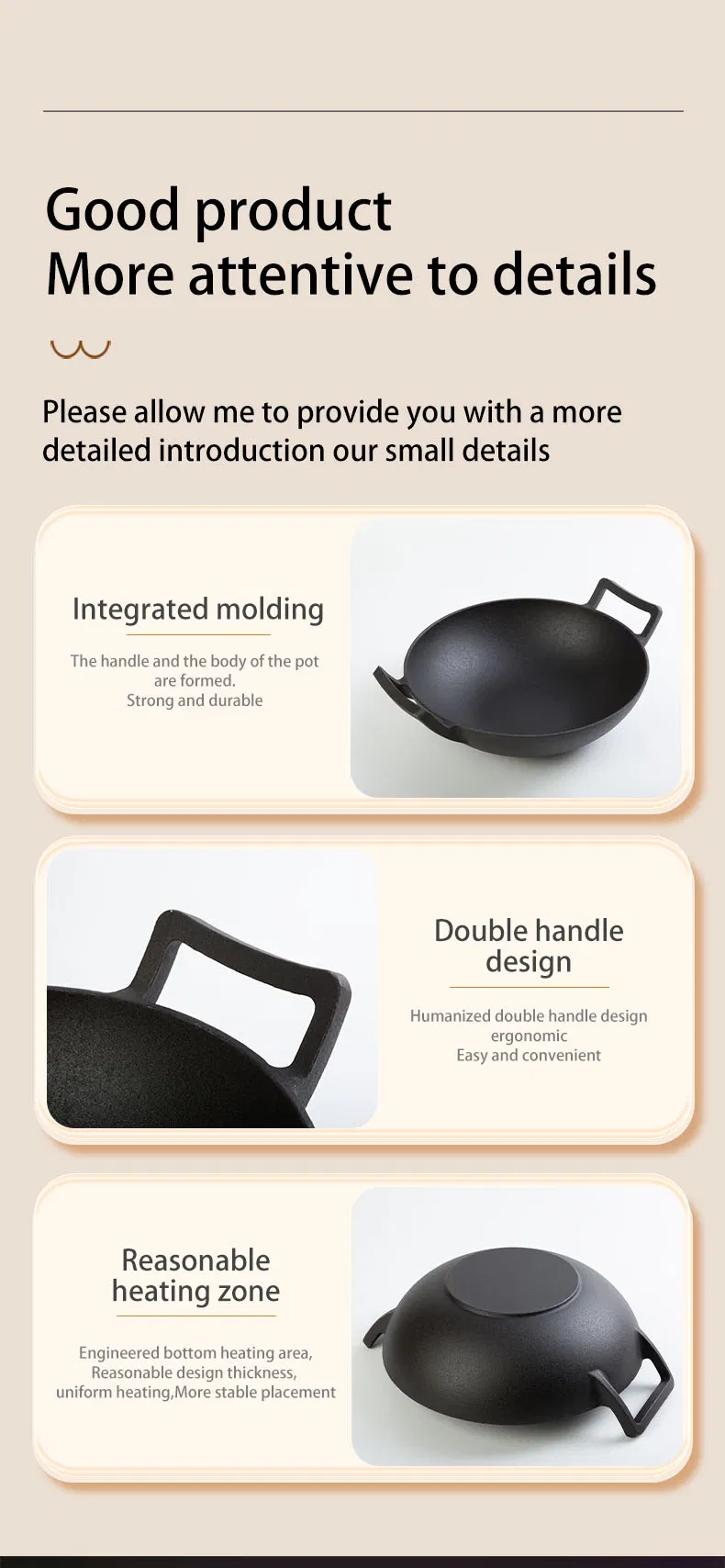 Best Sale Chinese Cast Iron Wok with Wooden Lid