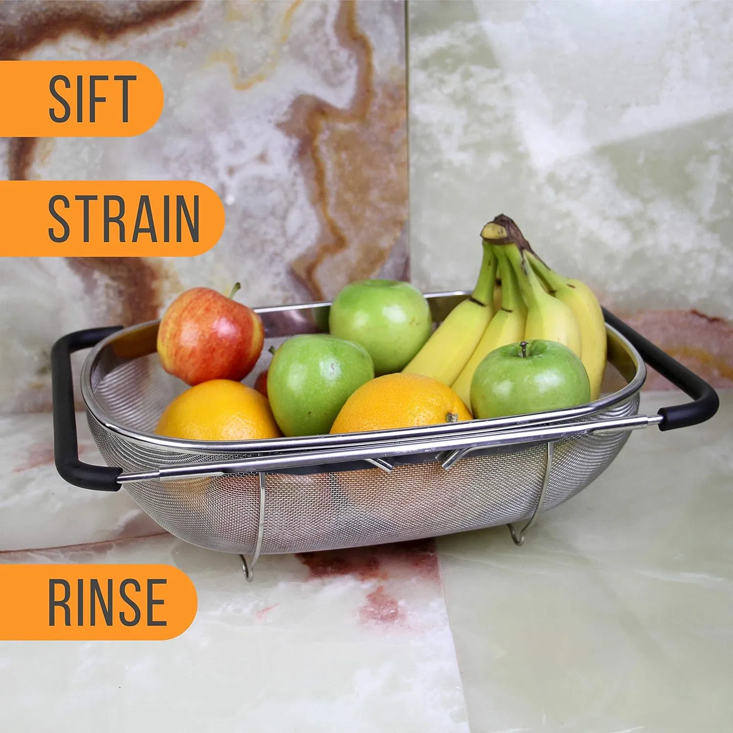 Premium Quality Over The Sink Stainless Steel Oval Colander