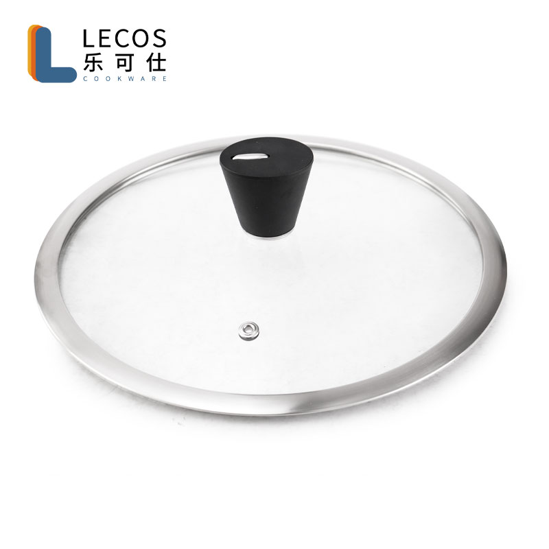 LECOS Factory Sale Compatible Cooktops Induction Fry Cooking Cooker Pot Stainless Steel Frypan with Glass Lids