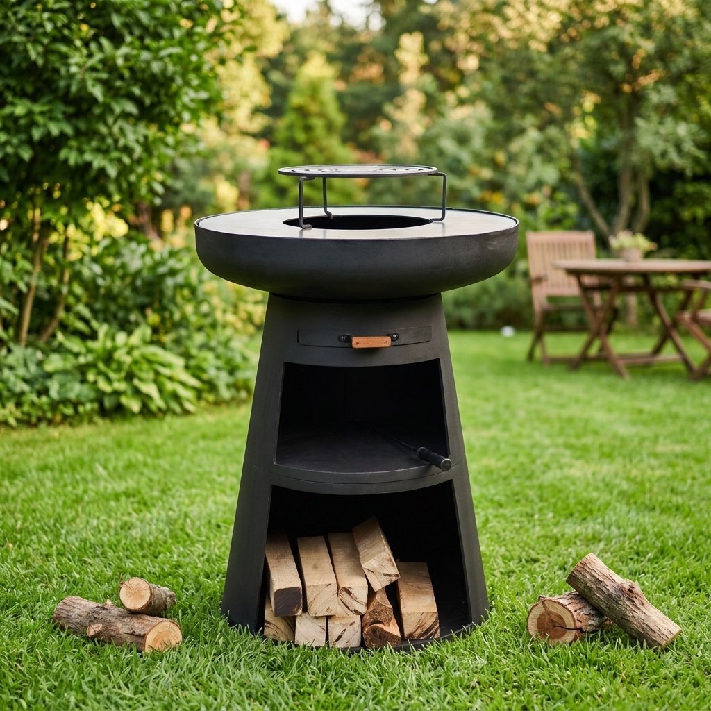 Brasero Charcoal Outdoor Stainless Steel Bbq Grill Barbecue With Stove Shelf