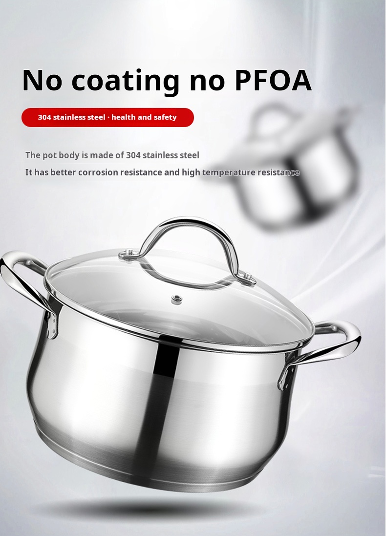 24cm Food Grade 304 Stainless Steel Stock Pot 5-Ply Composite Dutch Oven with Lid Dishwasher & Oven Safe