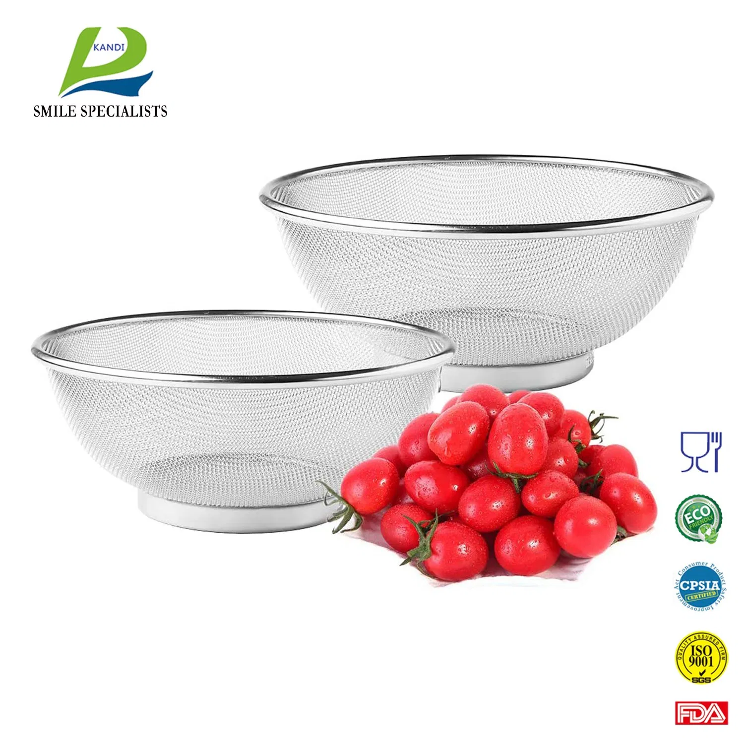 Stainless Steel Strainer Mesh Drainer Vegetable Washing Basket Sieve Fruit Colander