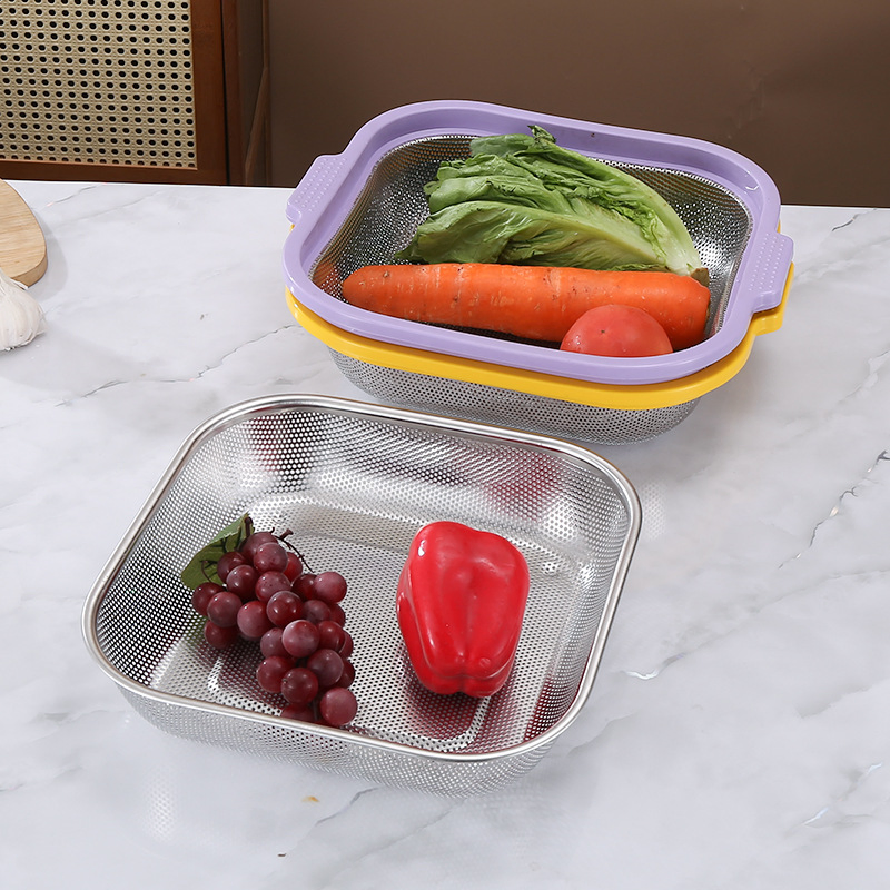 Multi-Sized and Multi-Color Stainless Steel Square Colander