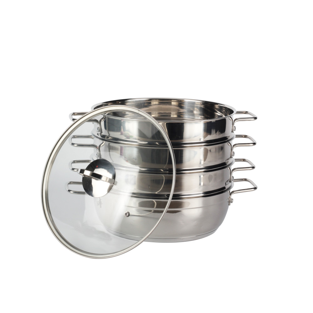 Stainless Steel Induction Safe Durable 10-Piece Cookware Set Dutch Oven Steamer Pots and Pans Dishwasher Safe Silver